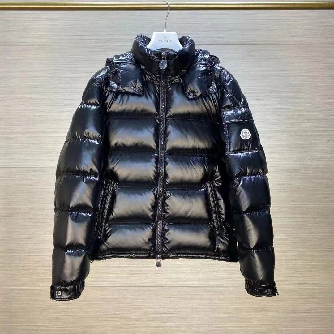 Moncler Maya Shiny Puffer Jacket Black