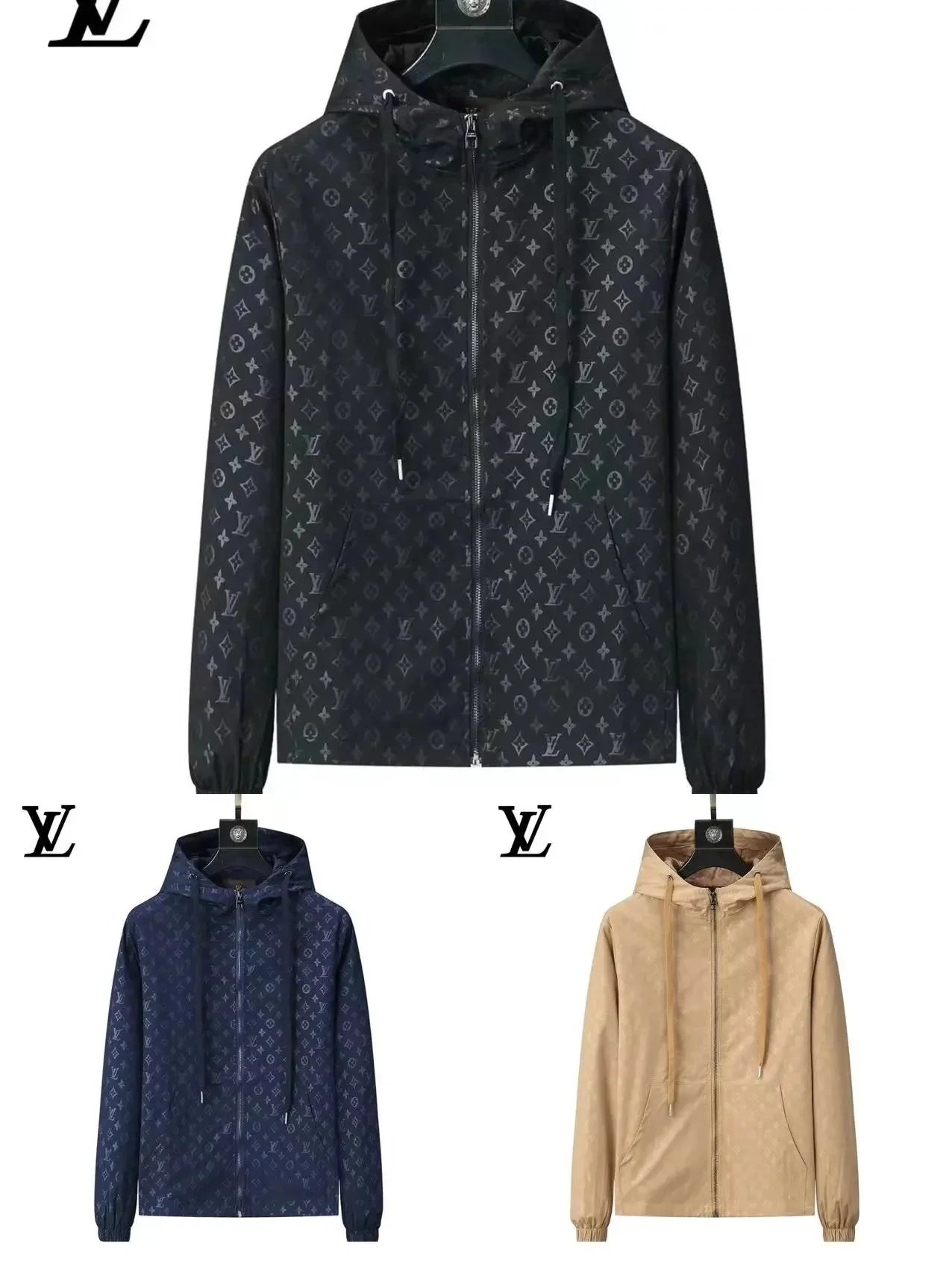 Louis Vuitton LV Monogram Lightweight Windbreaker Jacket Black Blue and Beige