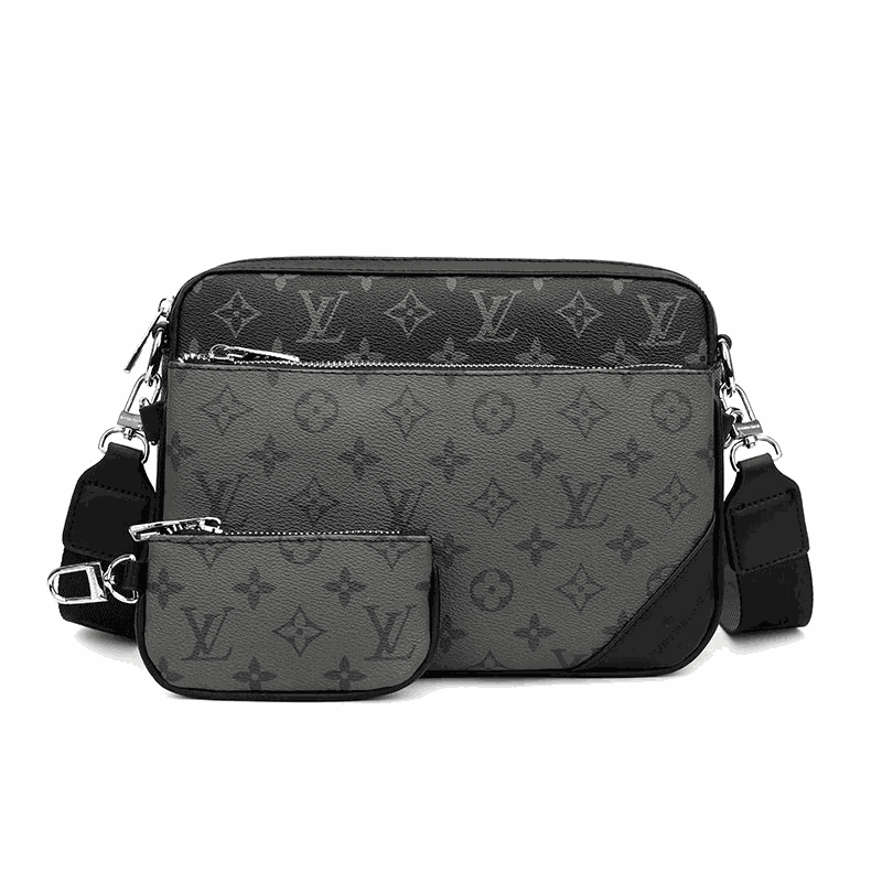 Louis Vuitton LV Trio Messenger Monogram Eclipse Canvas Crossbody Bag Black