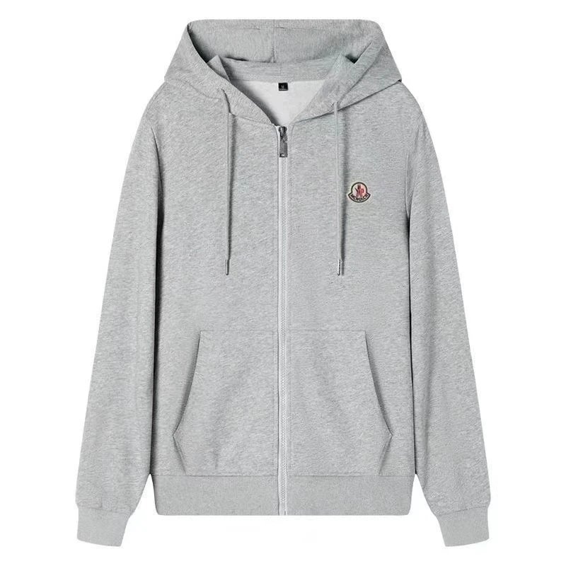 Moncler Zip-Up Hoodie Casual Sweatshirt Gray