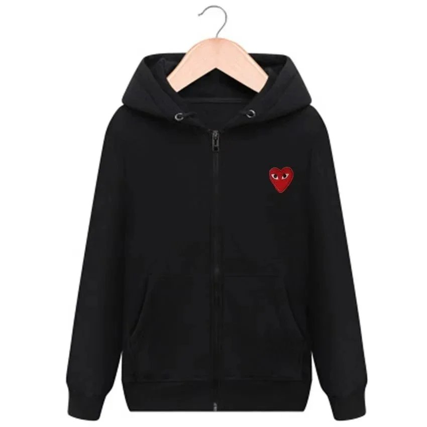 Comme des Garcons CDG Heart Patch Zip-Up Hoodie Black