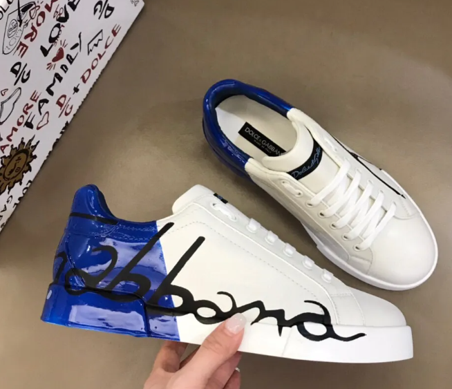 Dolce & Gabbana D&G Portofino Low Top Sneakers White and Blue