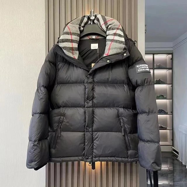 Burberry Check Detail Puffer Jacket Black