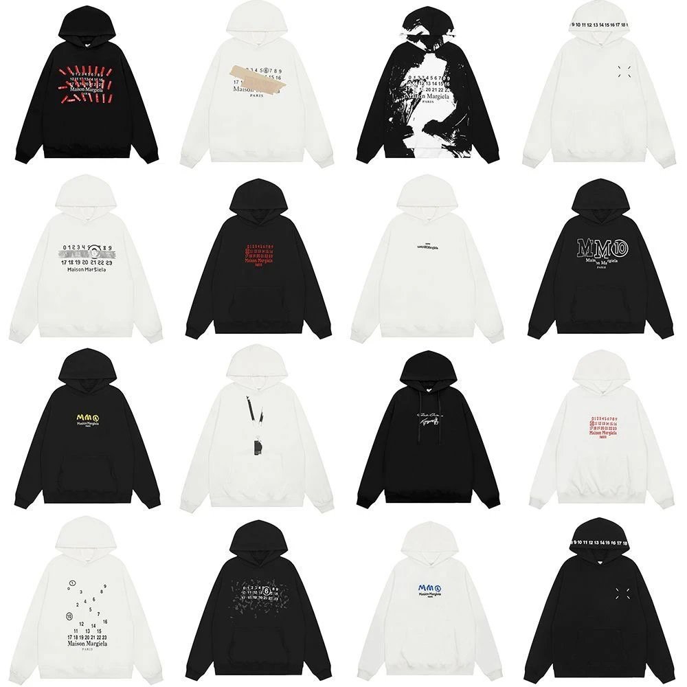 Maison Margiela Graphic Print Oversized Hoodie Black and White