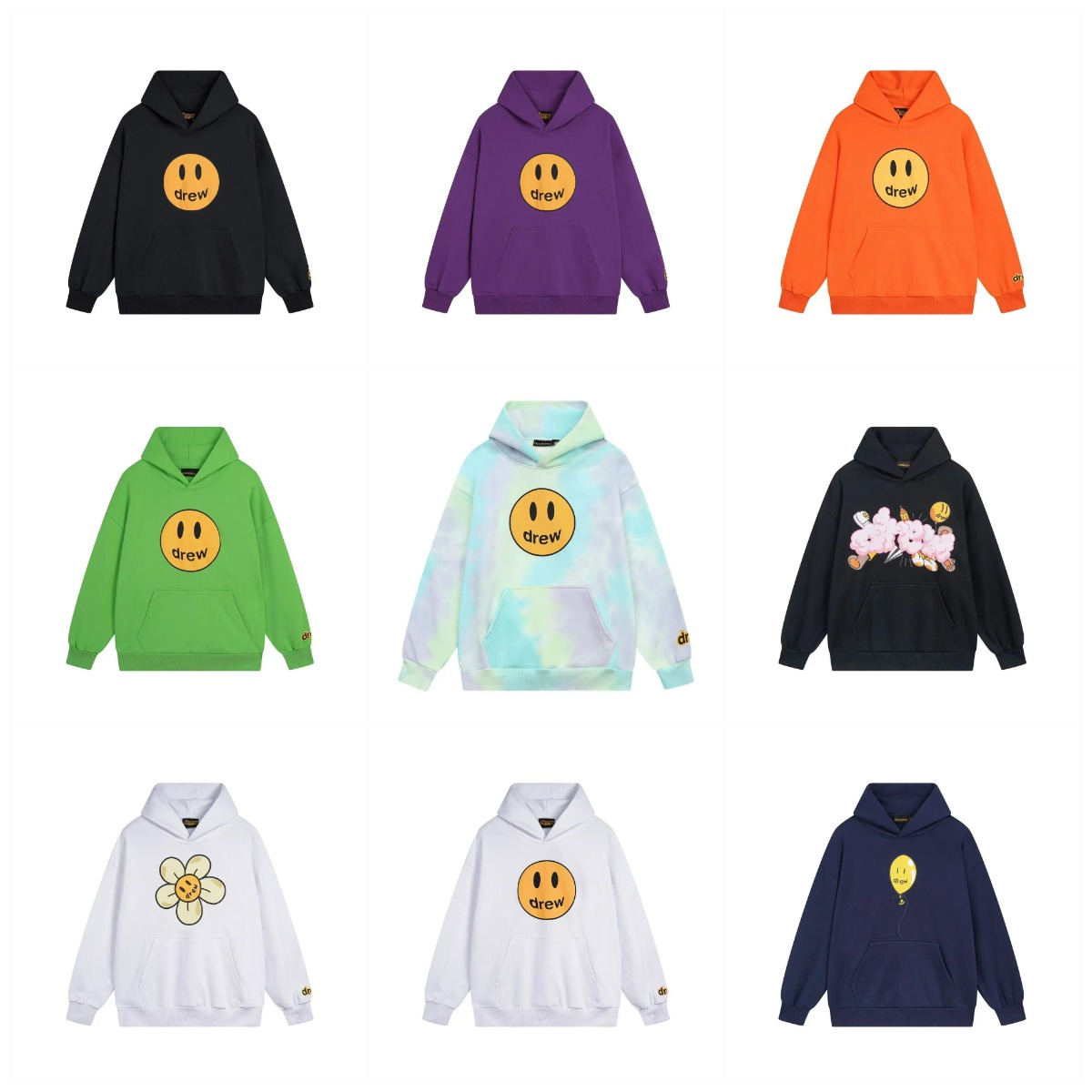 drew house Mascot Hoodie Oversized Streetwear Sweatshirt Multicolor