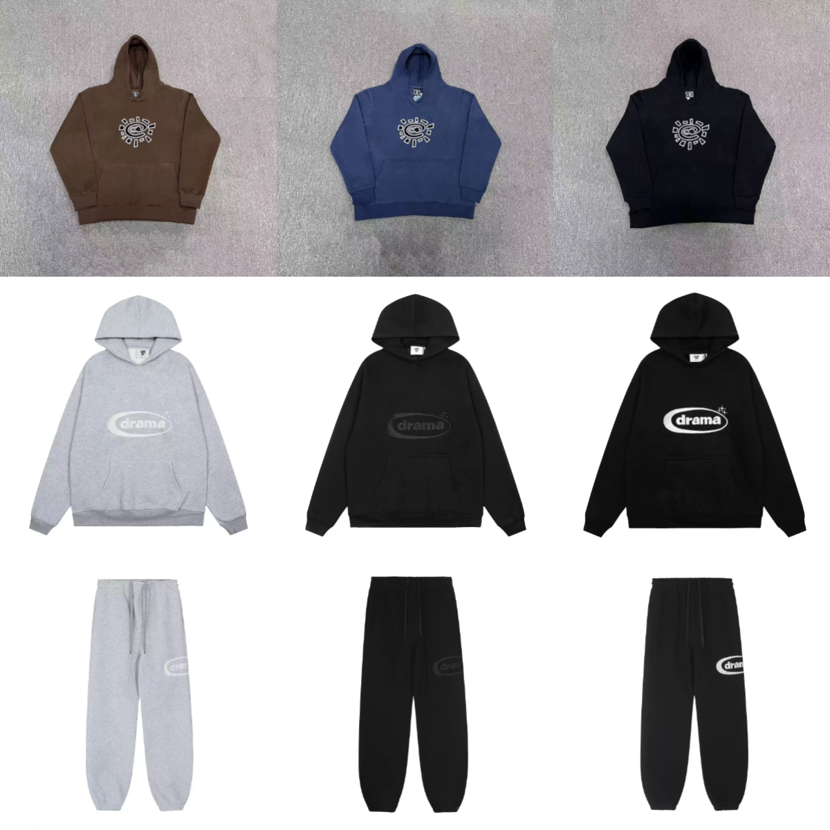 Design Graphic Print Streetwear Hoodie and Joggers Set Multicolor