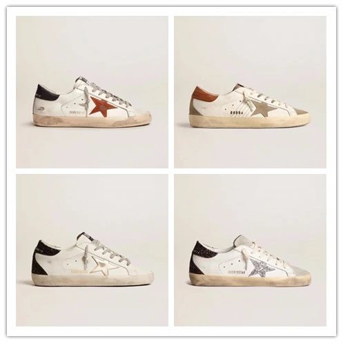 Golden Goose GGDB Super-Star Distressed Sneakers White and Multicolor