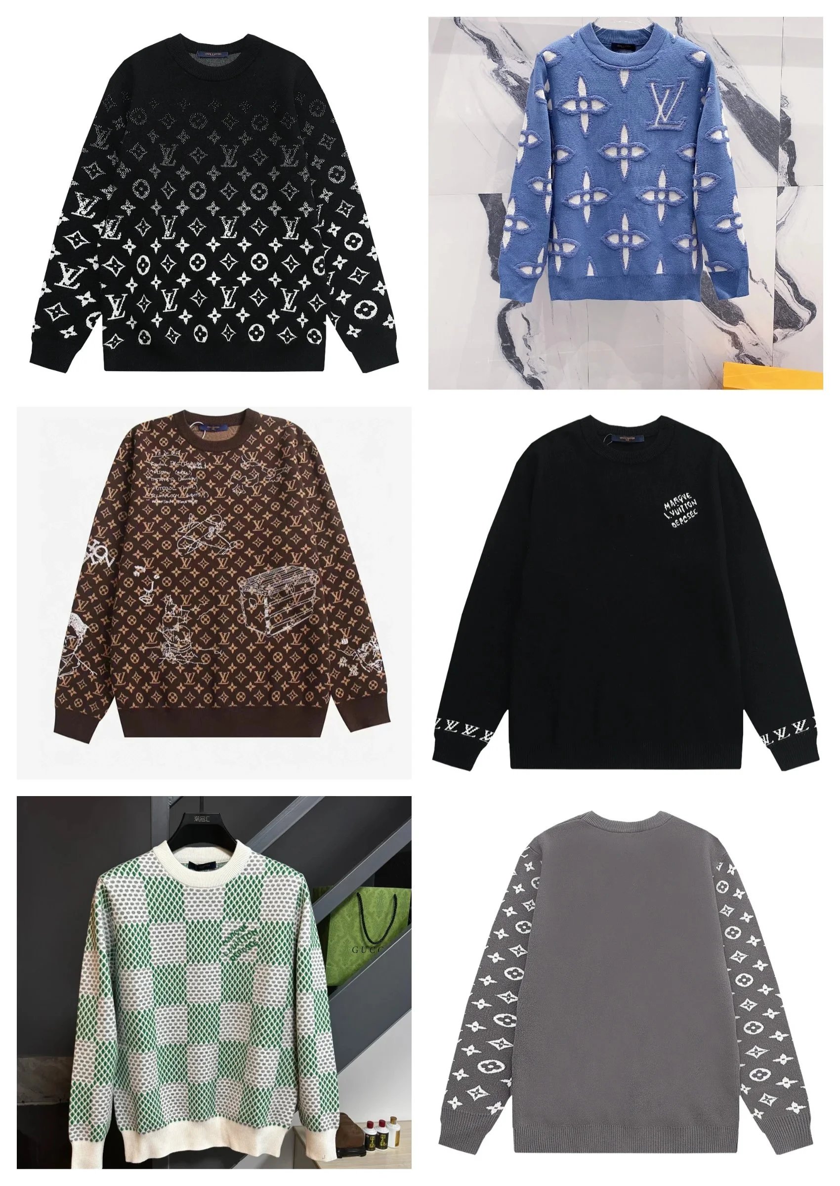 Louis Vuitton LV Monogram Knit Sweater Collection Luxury Pullover Multicolor