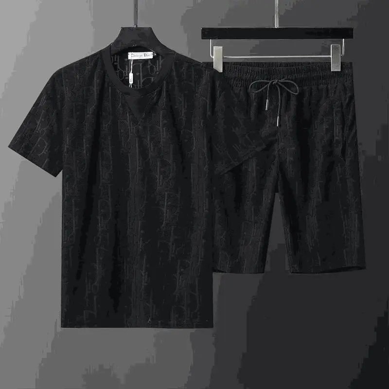 Dior Oblique Jacquard Matching Set Casual T-Shirt and Shorts Black