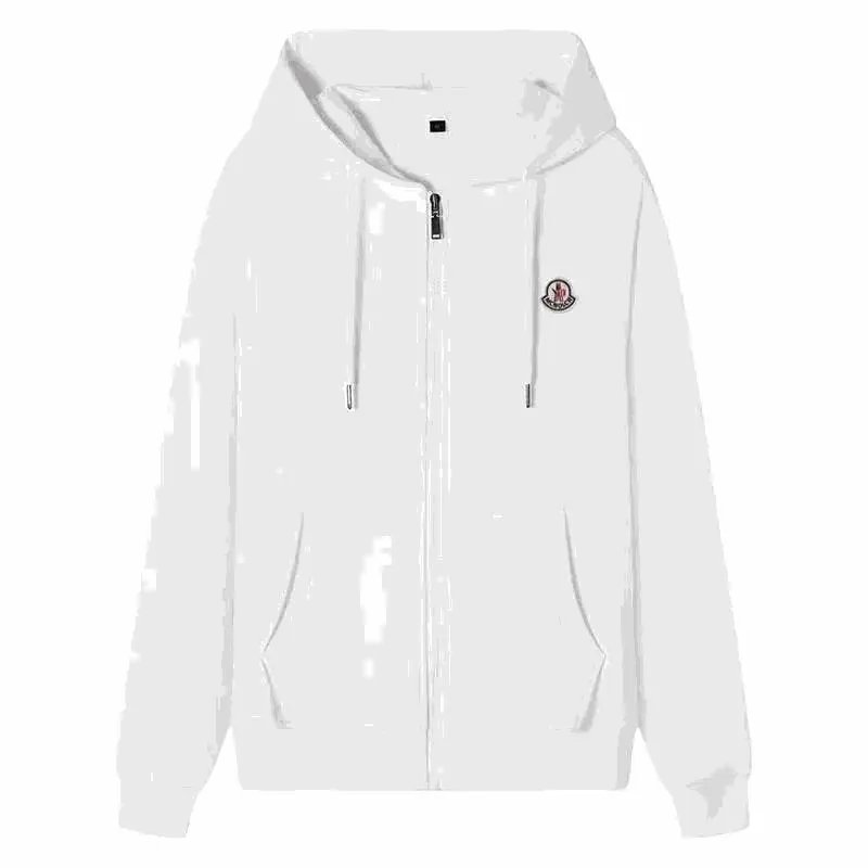 Moncler Zip-Up Hoodie Casual Sweatshirt White