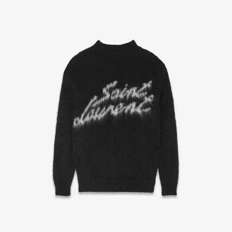 Saint Laurent YSL Mohair Fuzzy Sweater Black