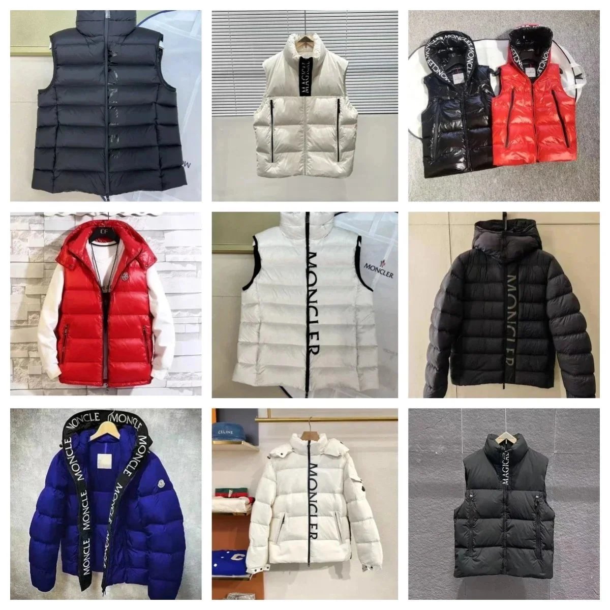 Moncler Puffer Jacket and Vest Warm Down Outerwear Black White Red Blue