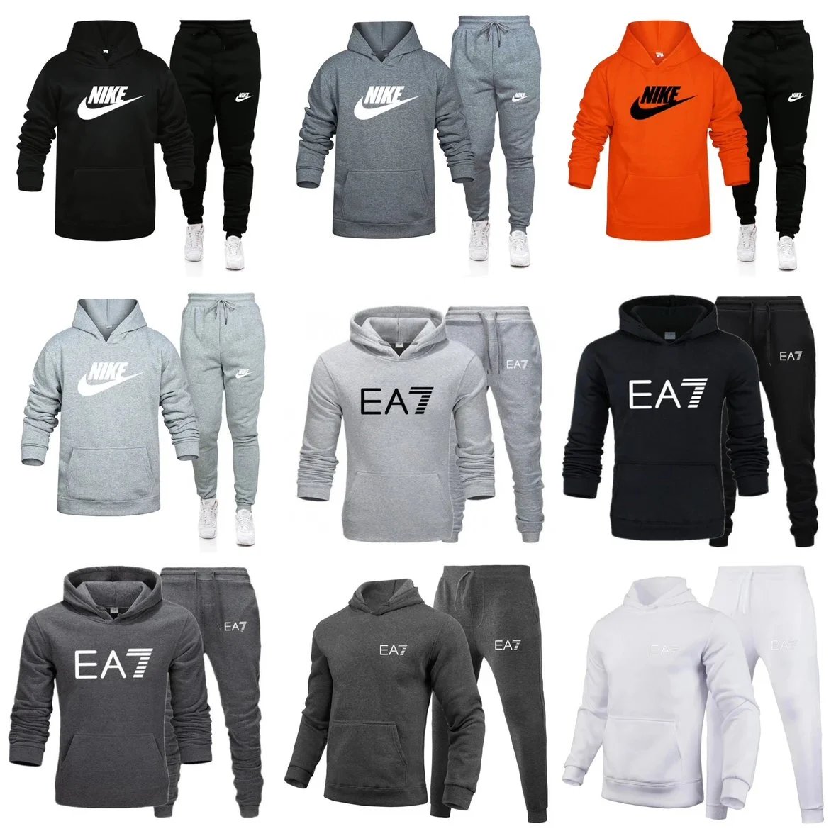 Design Casual Hoodie and Joggers Matching Set Multicolor