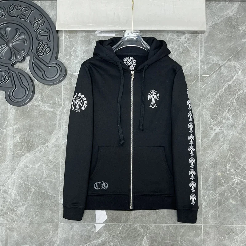 Chrome Hearts CH Cross Print Zip-Up Hoodie Black