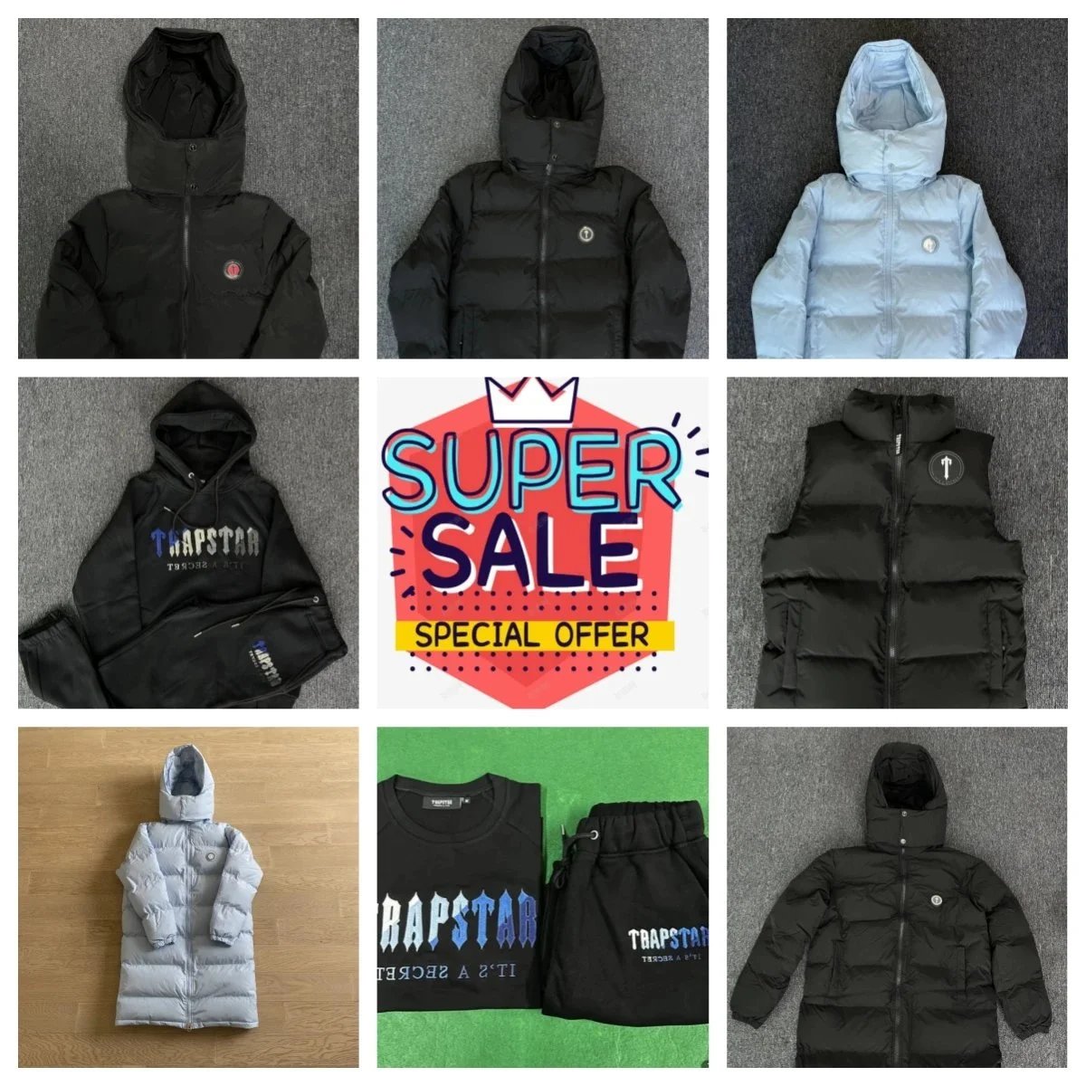 Trapstar Irongate Puffer Jacket Streetwear Black and Blue