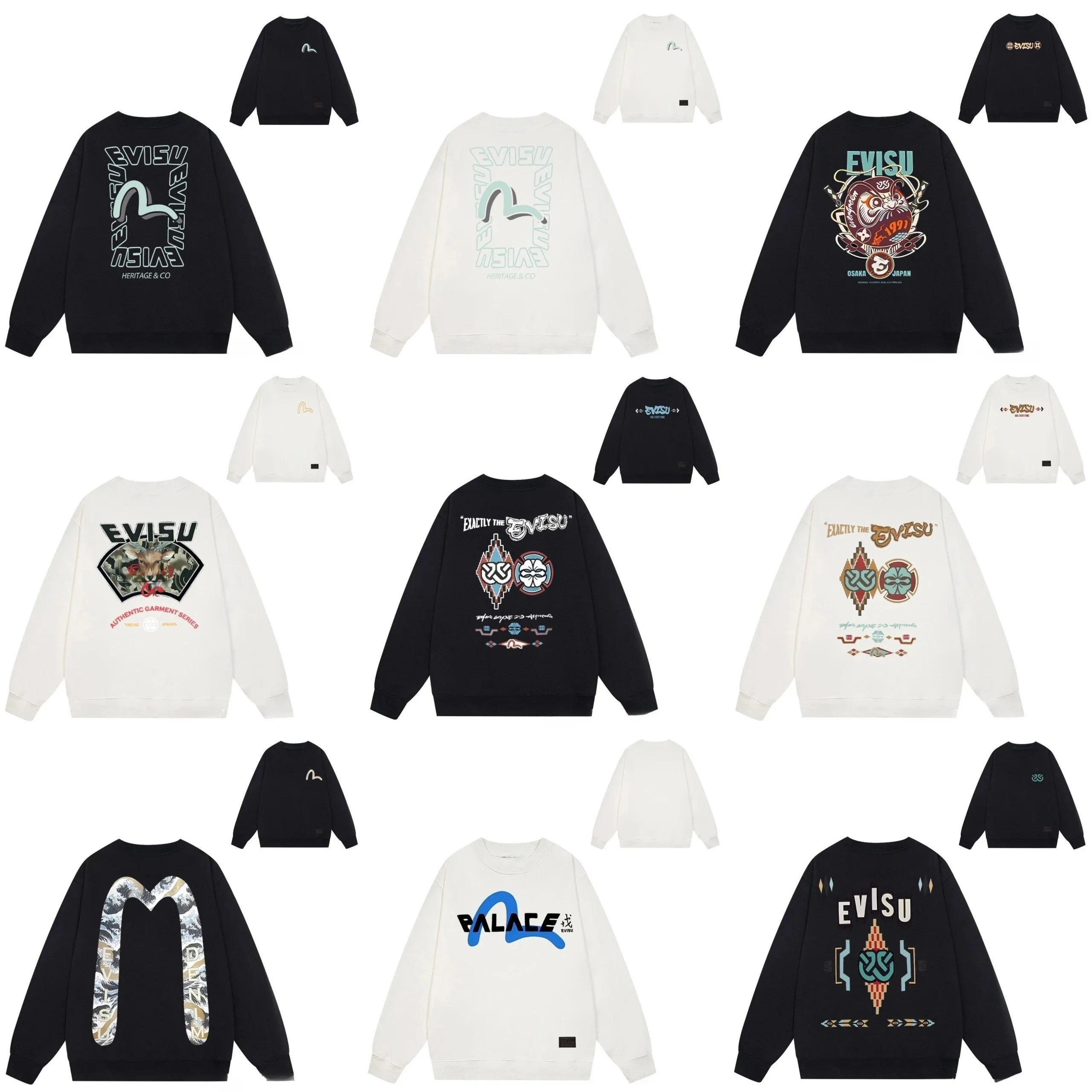 Evisu Graphic Print Streetwear Sweatshirt Multicolor