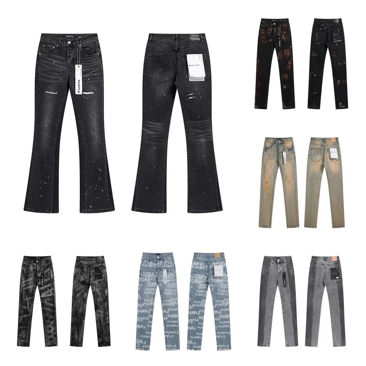 Purple Brand Distressed Denim Jeans Slim Fit Pants Multicolor