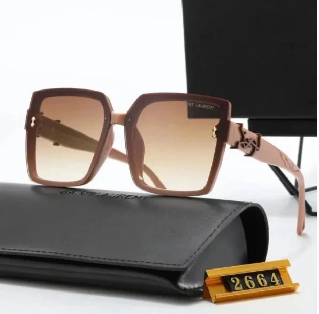 Saint Laurent YSL Square Frame Oversized Sunglasses Brown