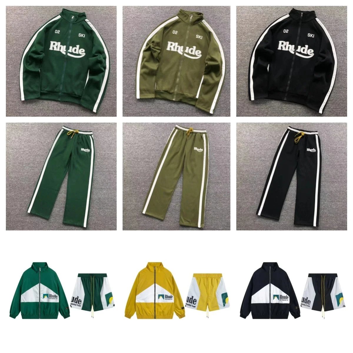 Rhude Ski Tracksuit Set Casual Streetwear Matching Set Multicolor