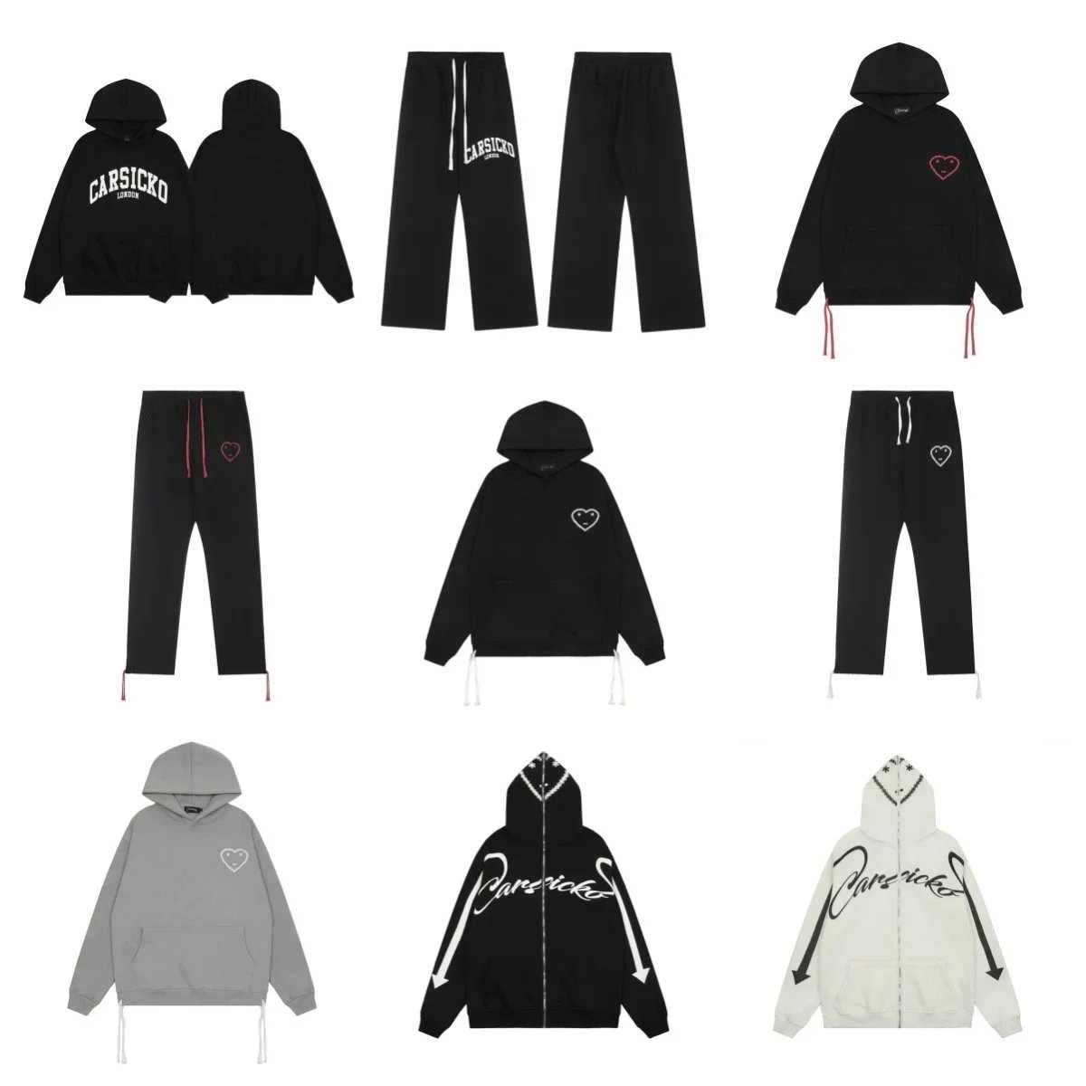 Carsicko Streetwear Collection Matching Set Hoodie and Joggers Black