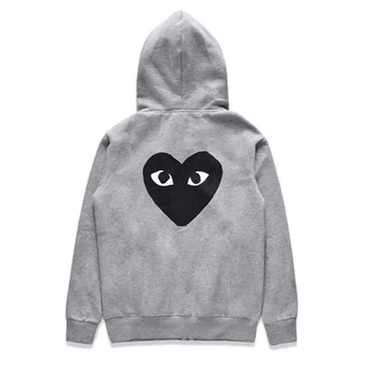 Comme des Garçons CDG Play Heart Zip-Up Hoodie Gray