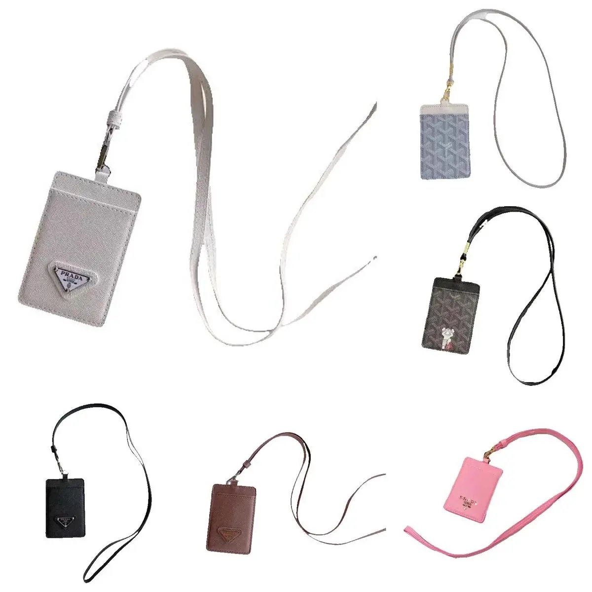 Prada Saffiano Leather Badge Holder Card Holder Multicolor