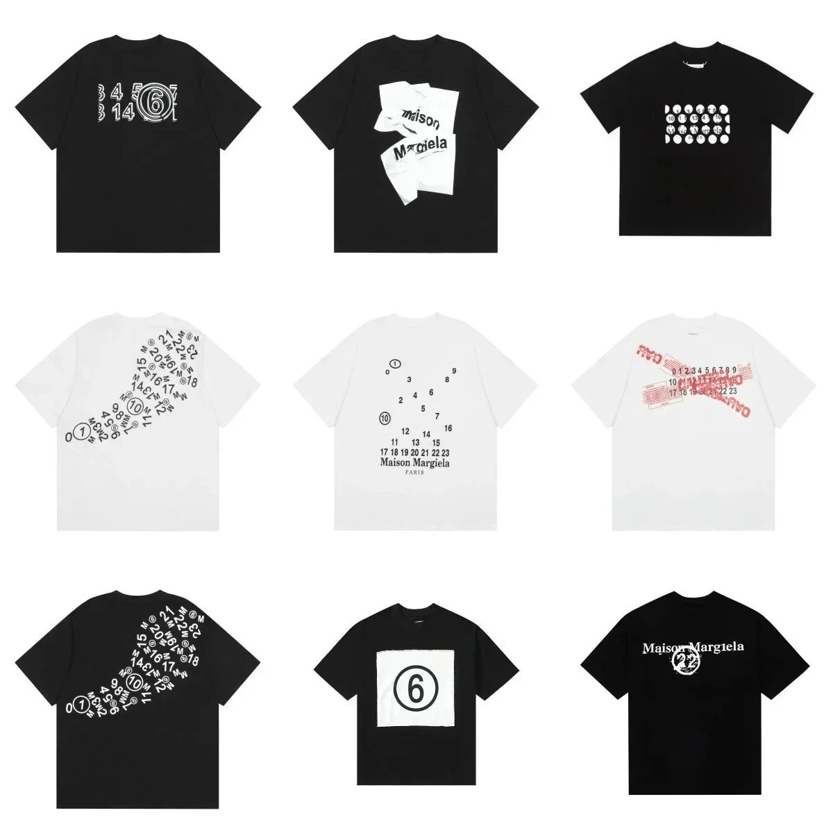 Maison Margiela Graphic Print Oversized Tee Black and White