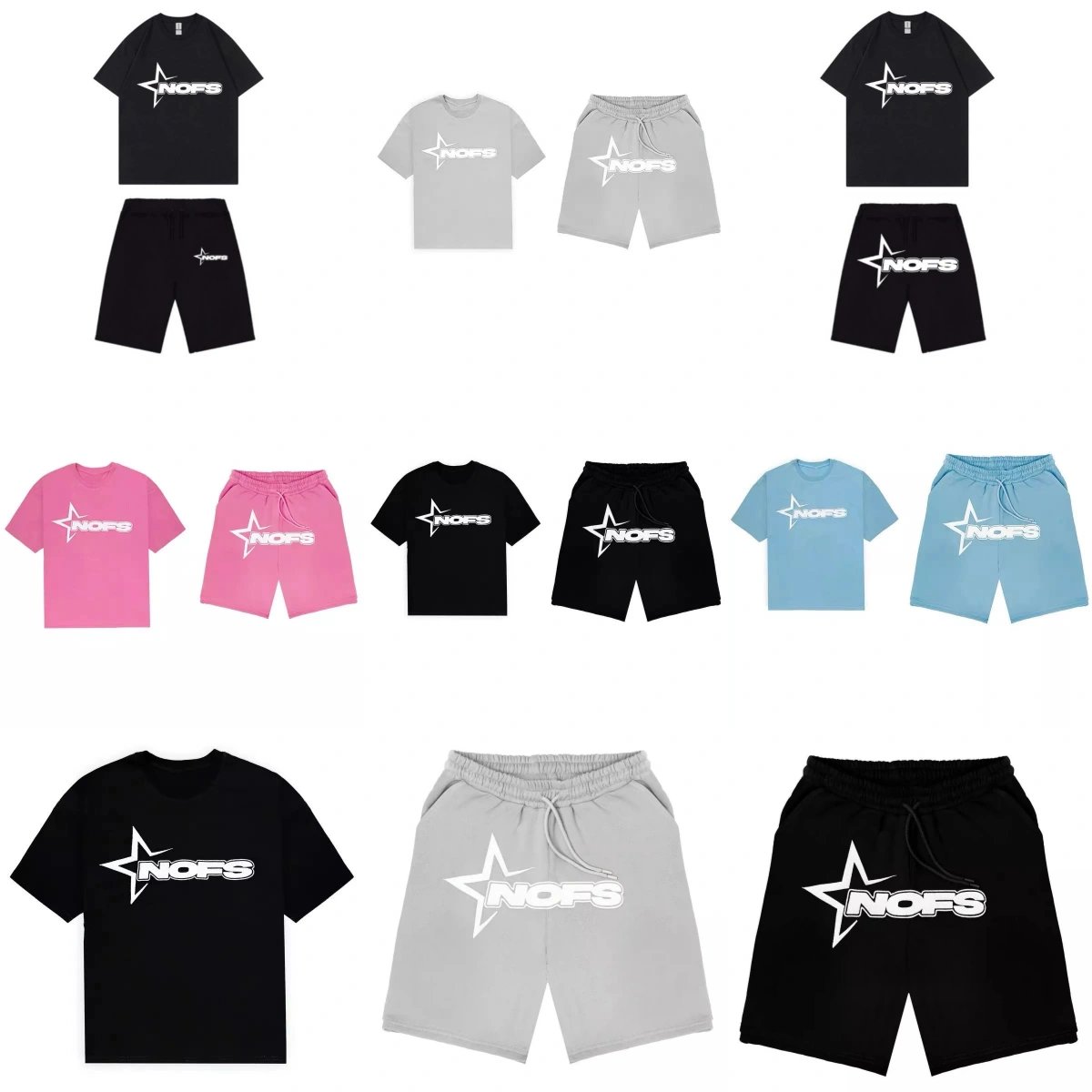 NOFS Star Graphic Streetwear Matching Set Multicolor